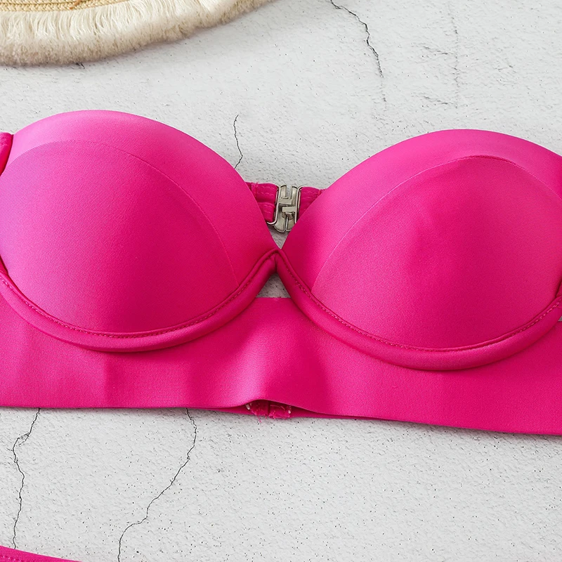 Solide Sexy Bikinis Badeanzug Frauen Backless Liebsten Split Bikini Set Bademode Sommer 2025, Neue Chic Badeanzug Zwei Stück Sets