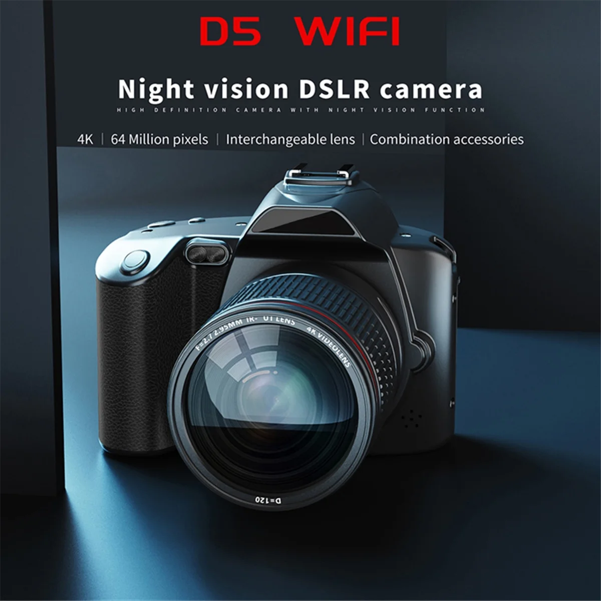 A14M D5 6400 Megapixel HD WiFi Videocamera digitale Videocamera 4K a doppio obiettivo con display Zoom 16X Fotocamera DSLR Nessuna scheda di memoria