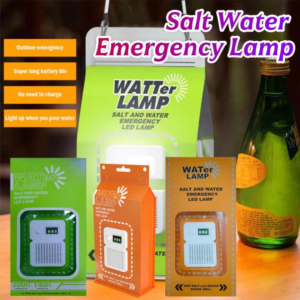 Salt Water Lamp Portable Outdoor Camping Light 3 Lighting Mode Energy Saving LED Salt Water Light Reusable for Fishing Hiking