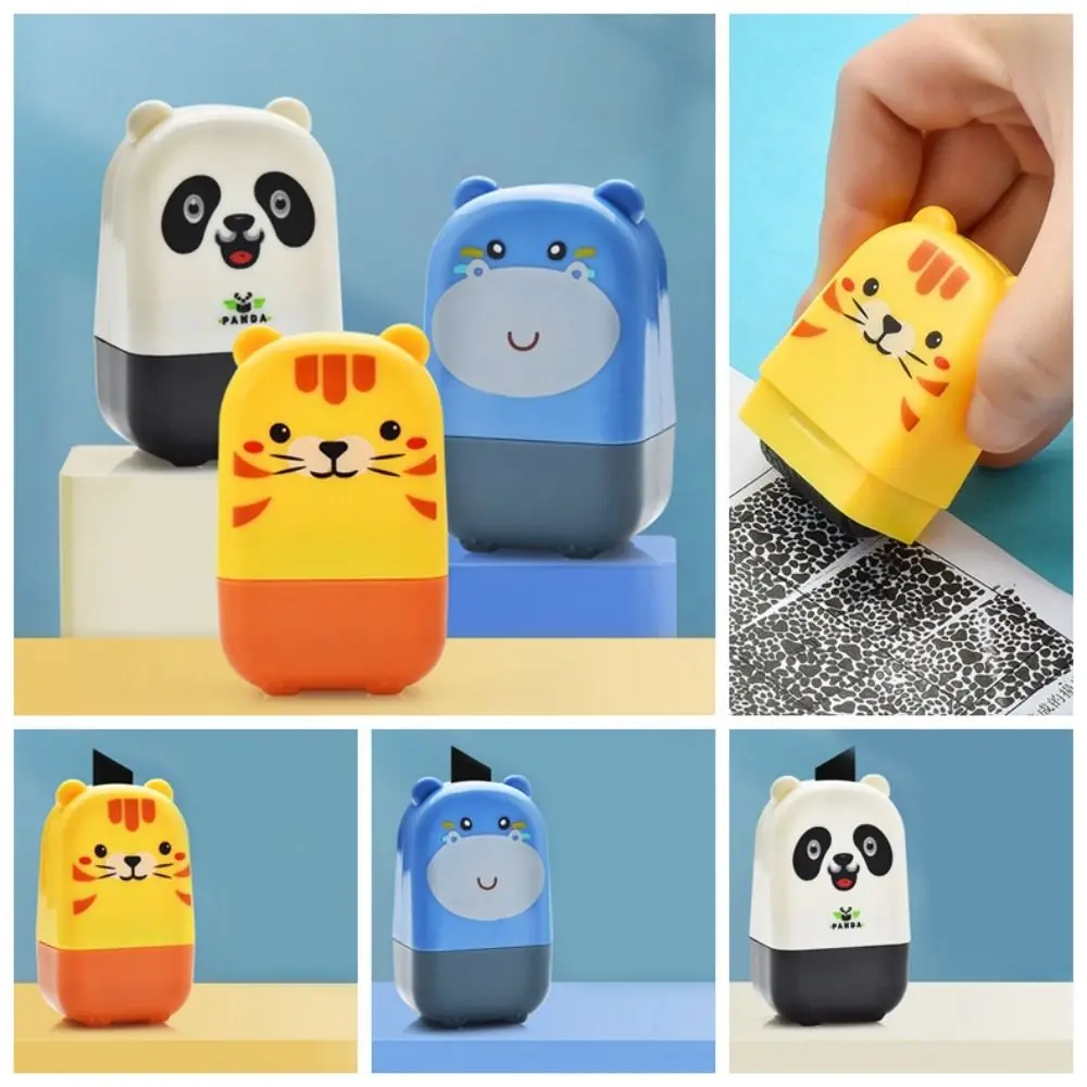 3 Color Cartoon Security Stamp Roller Self-Inking Portable Rolling Privacy Seal Express Bill Applicator Messy Code