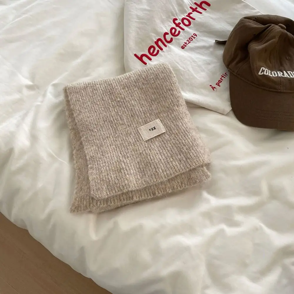 

Cold Proof Solid Color Women's Woolen Scarf Woolen Knitted Thickened Warm Scarf Soft Yarn Knitted Scarf Apparel Accessories
