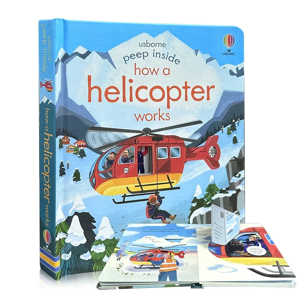 Children Flip Book How a Helicopter Works, Educational English Picture Book, Early Learning Toy, Kids Bedtime Story Reading