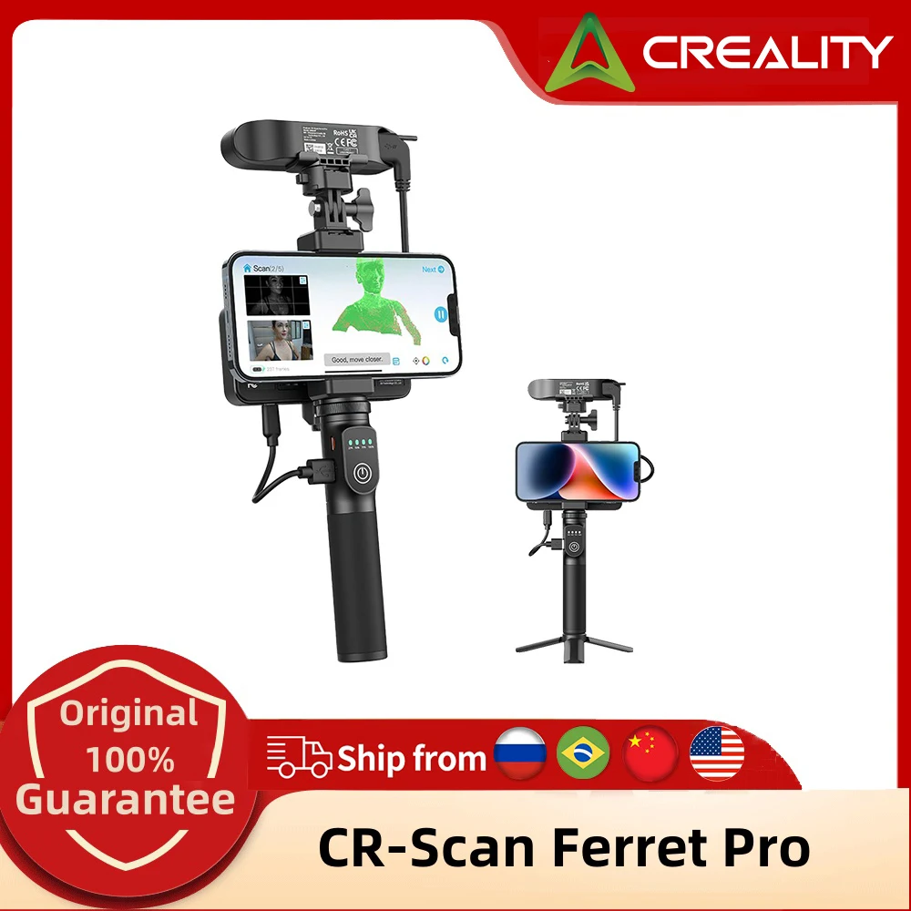 Creality CR-Scan Ferret Pro 3D 스캐너, 무선 3D 인쇄 업그레이드, 핸드헬드 스캔 머신, 24 비트 풀 컬러 손떨림 방지 추적 