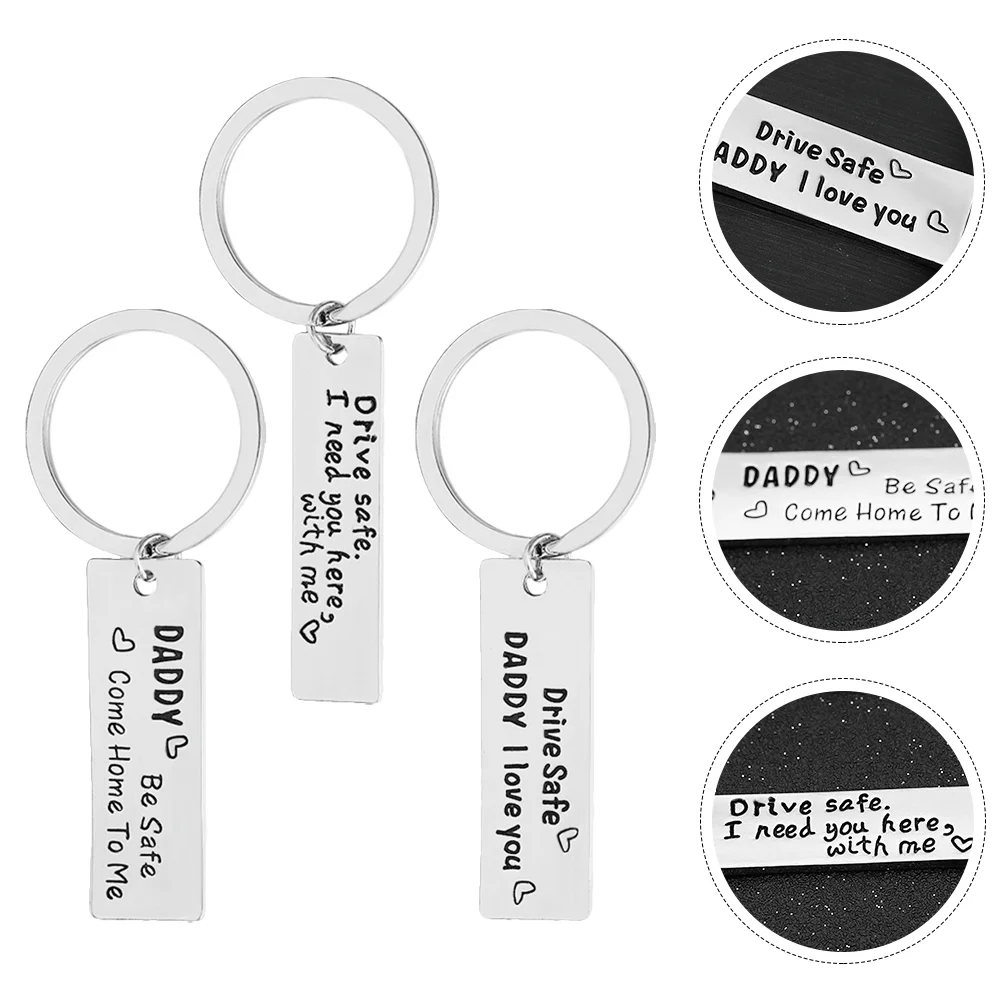 3 Pcs Stainless Steel Father's Day Keychain Rings Need You Here Pendant Dad Gifts Creative