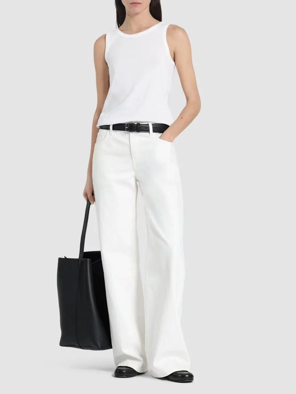Women 100% Cotton White Jeans 2025 New High Waist Straight Long Denim Pants