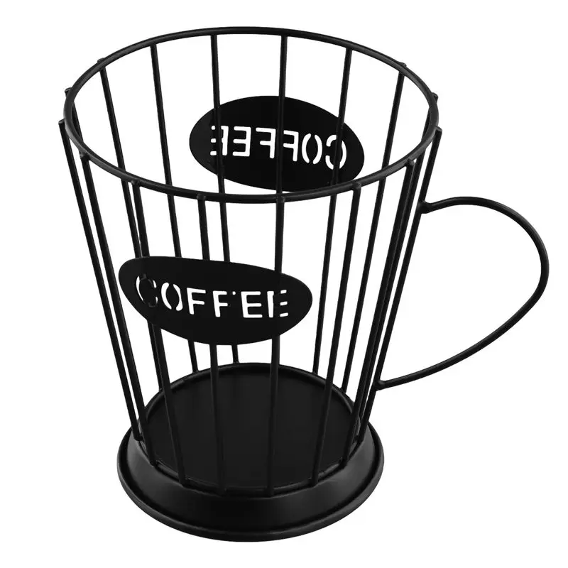 AFOURT-Coffee Pods Holder Coffee Capsules Storage Basket Kitchen Counter Storage Holders For Espresso Capsules (Small) -Black