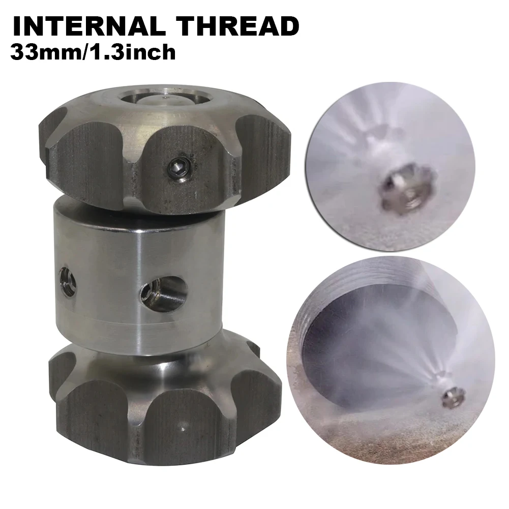 High Pressure Rotating Nozzle Side 1 Hole Rear 8 Holes Cement Oil Stains Dirt Washing Nozzles Internal Thread 33mm /1.3 inch