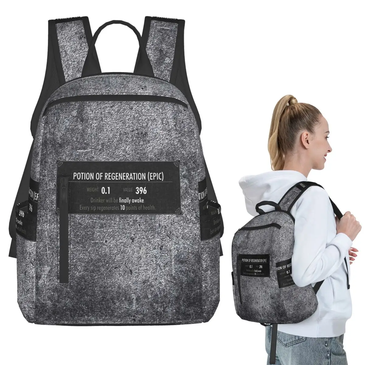 Elder Scrolls - Dragonborn - Funny Enchantment Specification PHOTO Backpack Student BookBag Boys Girls School Bag Computer