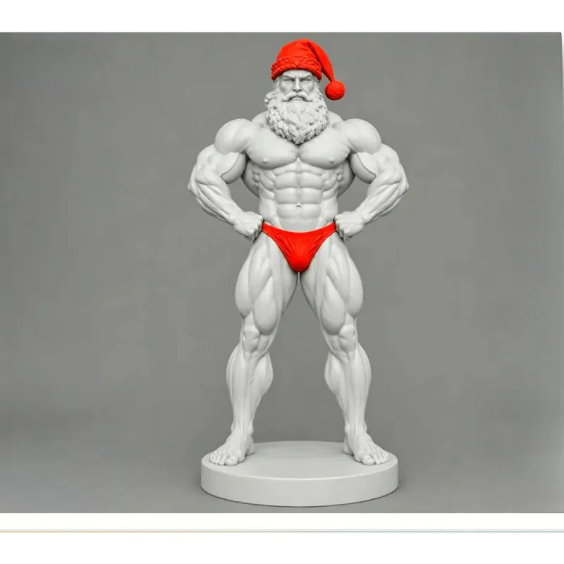 Figurine de Père Noël musclé en résine, décoration de Noël pour bureau, statue originale à collectionner pour les fêtes, décoration pour fêtes à la maison, cadeau.