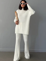 Two Piece Set for Women Autumn Winter Long-sleeved  Sweater Wide Leg Pants Set Knitted Top Trousers Set Women Pants Sets