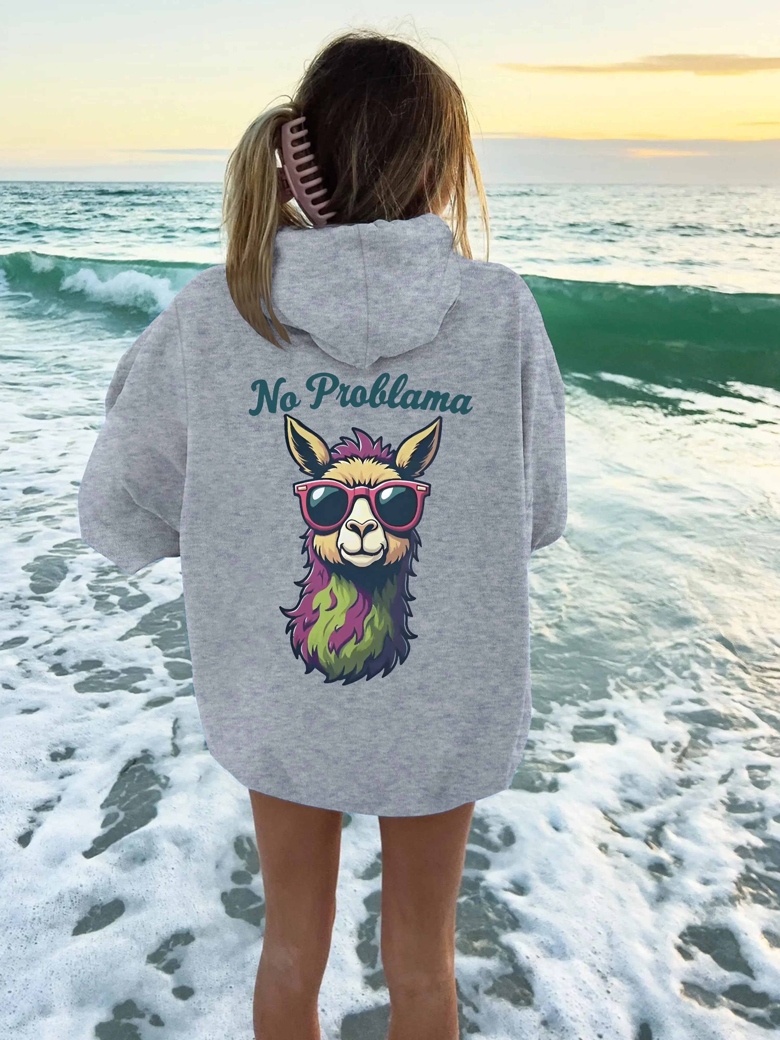 

Alpaca Graphic Printing Autumn and Winter Cotton Men's and Women's Hoodies Casual Outdoor Street Sports Loose Training Brand
