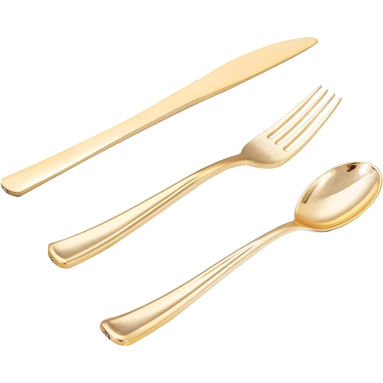 WDF 500PCS Gold Plastic Silverware Set Disposable - Gold Cutlery Set Plastic Utensils Set - 250 Gold Forks, 125 Spoons