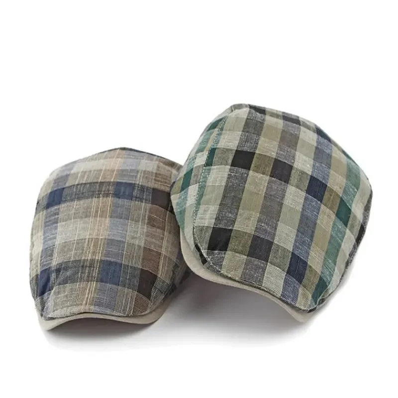 Cotton Stripe Print Newsboy Caps Flat Peaked Cap Men and Women Painter Beret Hats 165