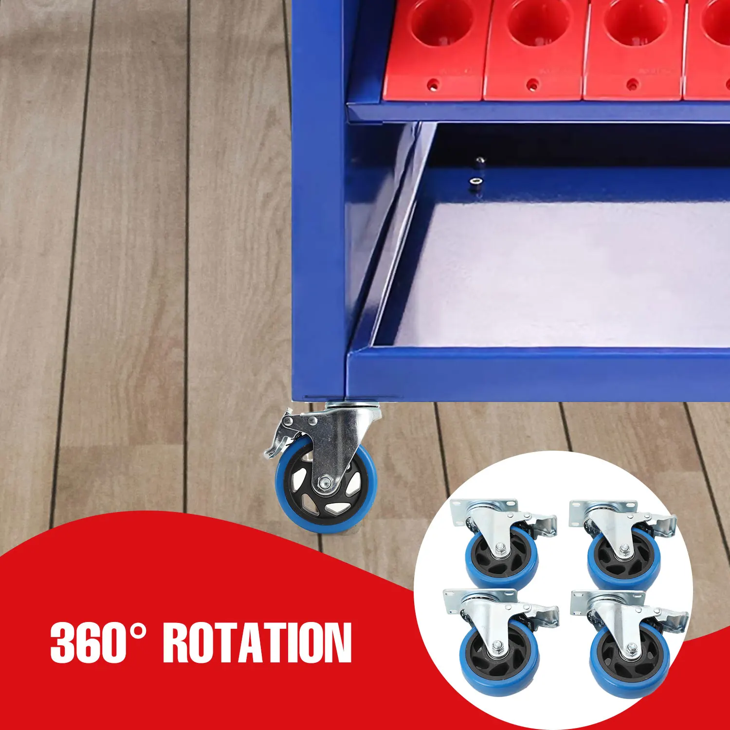 4 Stücke Möbelrolle 100mm Universalrad Lenkrolle Roller Trolley Rad mit Bremse für Plattform Trolley Möbel – Detail 2