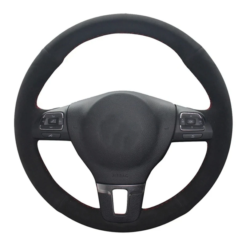 Customized Suede Braid Car Steering Wheel Cover For Volkswagen VW Gol Tiguan Passat B7 Passat CC Touran Jetta Mk6 2010-2017