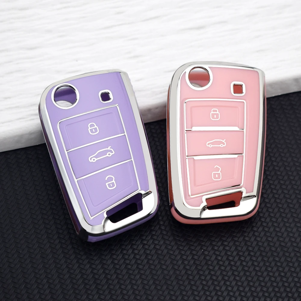 Funda Protectora para Llaves de Coche Antiarañazos para Volkswagen VW Polo Golf 7 Passat Tiguan MK2 Beetle Ateca Caddy T5, Bolsa para Llaves, Más Vendida