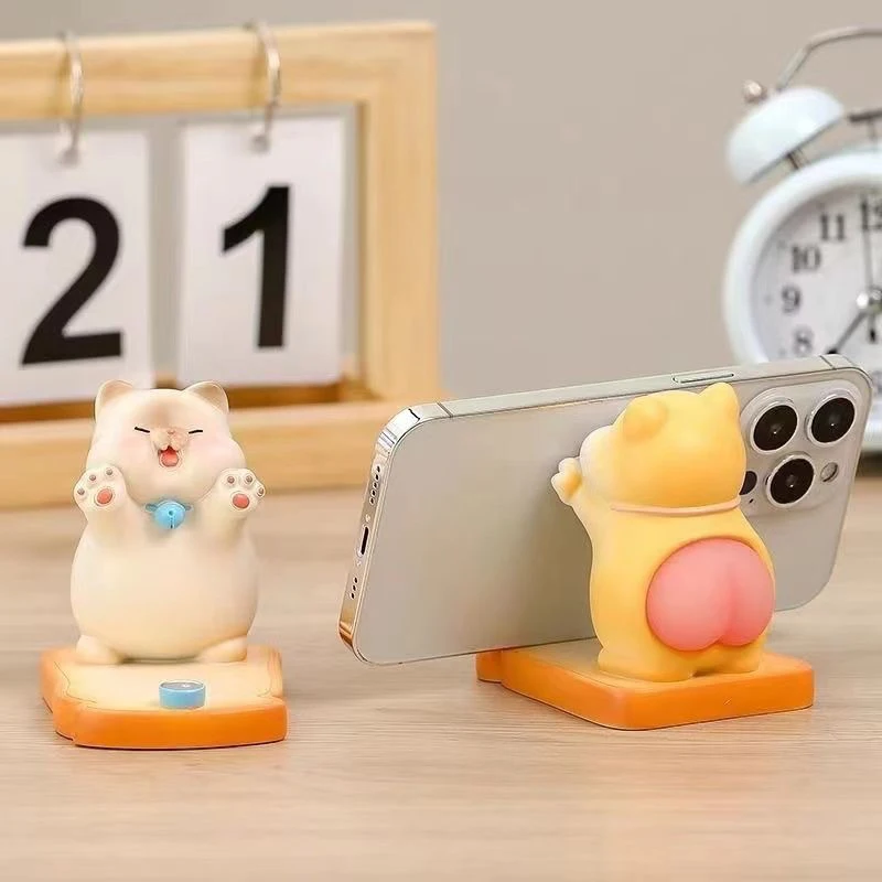 

New Cartoon Super Cute Cat Mobile Phone Holder Creative Lazy People Chasing Drama Office Ornament Good Thing Girls Birthday Gift