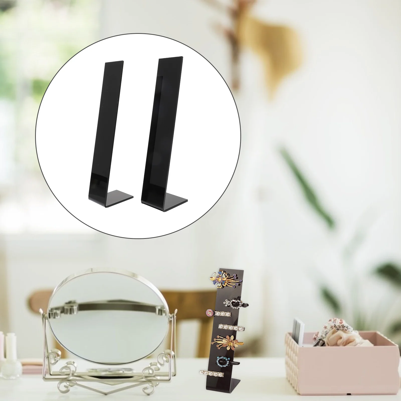 

2Pcs Hairpin Display Stand Hairpin Organizer Black Plastic Holder Durable Hair Clip Storage Rack Home Use Hair Accessories