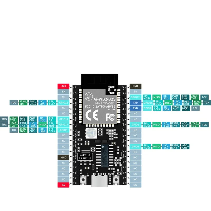 Ai-WB2-32S Module Development Board, BL602 Core Processor Wifi 802.11b/g/n Bluetooth 5 Module Core Board Ai-WB2-32S-Kit