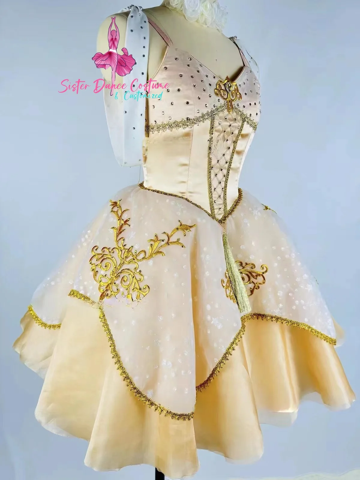 Pirate Gulna Variations tutu private custom adult children gold diamond shampan skirt long gauze skirt performance dress