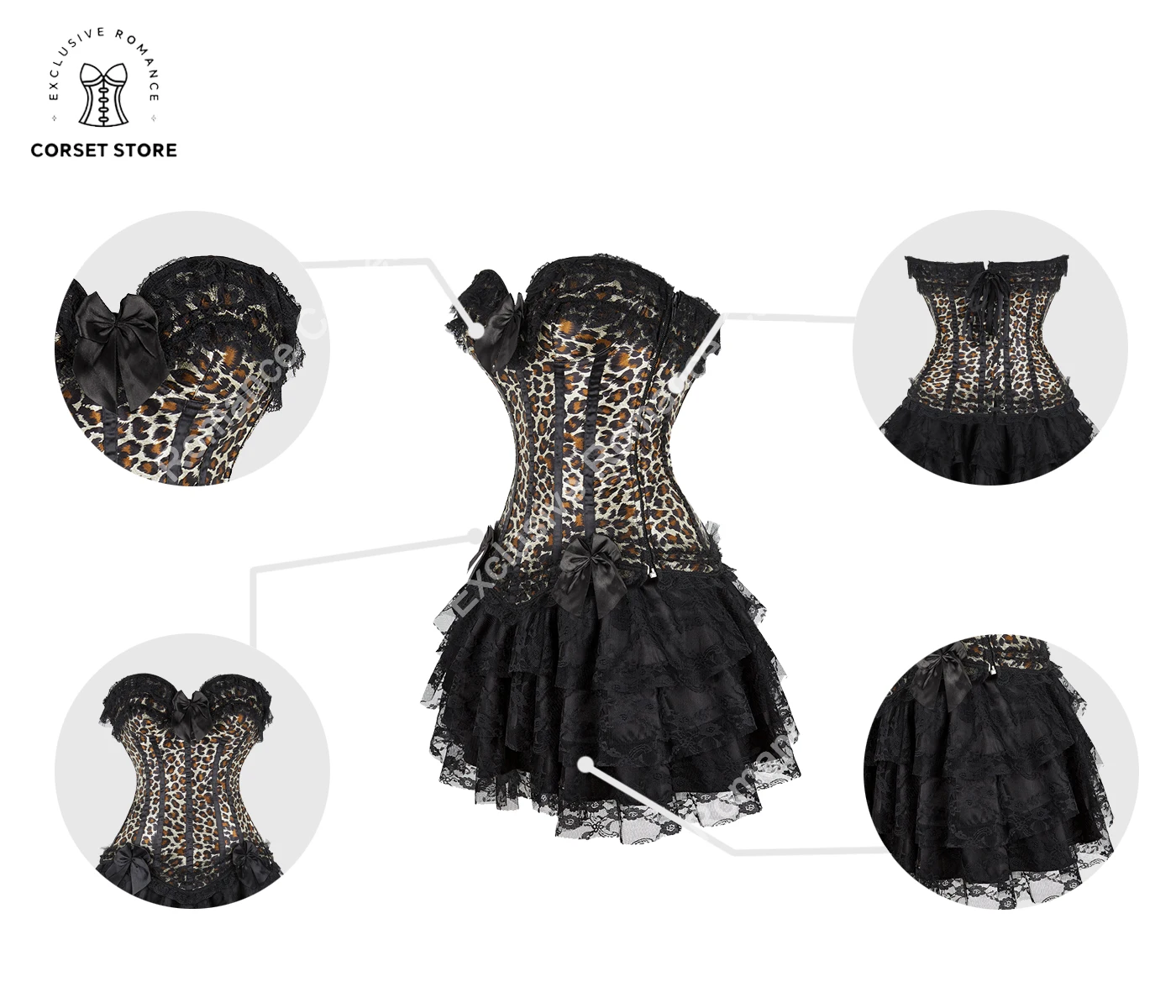 Sexy Corset Dress for Women Leopard Print Corset Bustier Top Plus Size and Princess Dress tutu Skirt Vintage Leopard Outfits