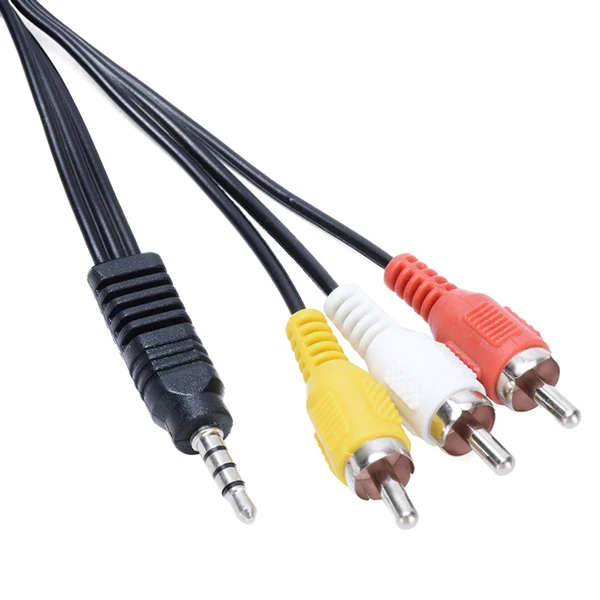 SATELLITE RECEIVER AV CABLE 3.5 MM ST MALE/3 RCA CABLE 1.2 METERS SHORT JACK MODEL