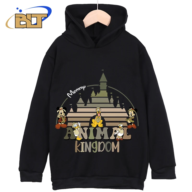 Mickey Castle Mommy Wild Animal Kingdom print kids hoodie children's sports sweatshirt casual tops for boys and girls