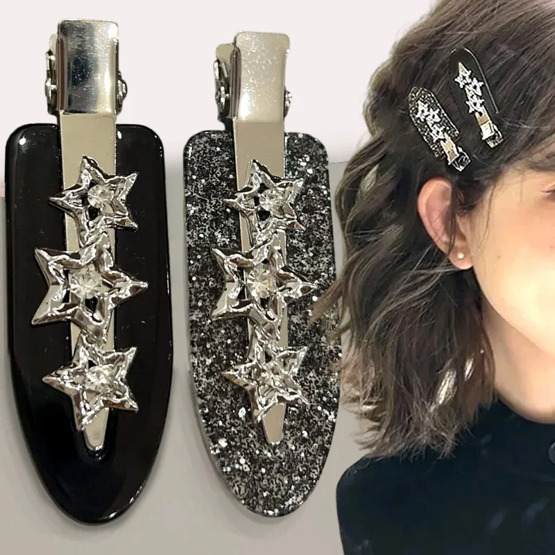 1/2Pcs Glitter Diamond Stars Hairpins Fashion Bangs Side Barrettes Headwear Girls Shiny Stars Hair Accessories Makeup Hairpins