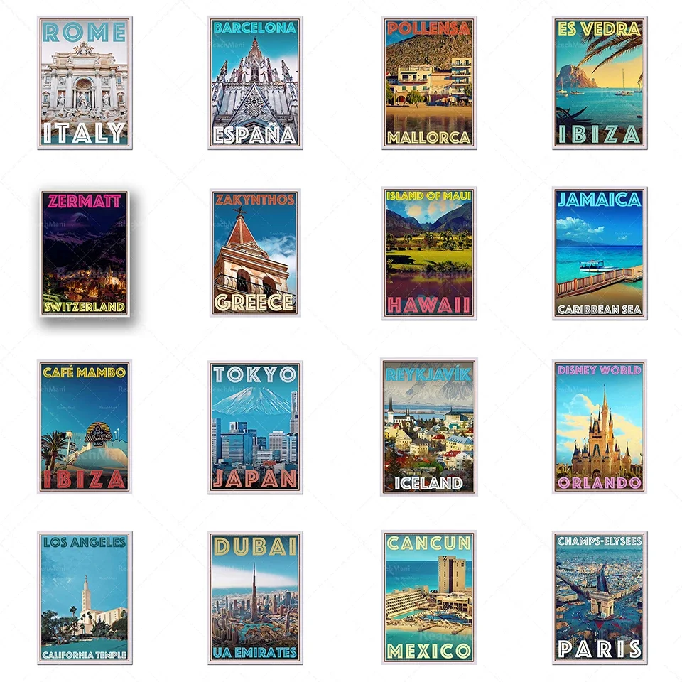 Retro style world travel city minimalist retro travel canvas poster Caribbean Jamaica-California Sanctuary Los Angeles poster pr