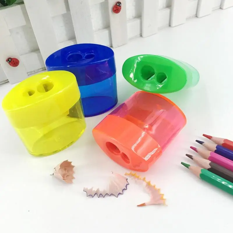 컴팩트 연필깎이, 다채로운 컴팩트 연필깎이, 표준 연필용 구멍 2 개, 대형 연필, 6 개