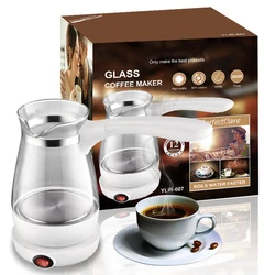 Mini Pots 500ml Glass Electric Kettle 600W Turkish Coffee Pots Capsule Coffee Maker Moka Pot Small Electric Stove Coffee Tools