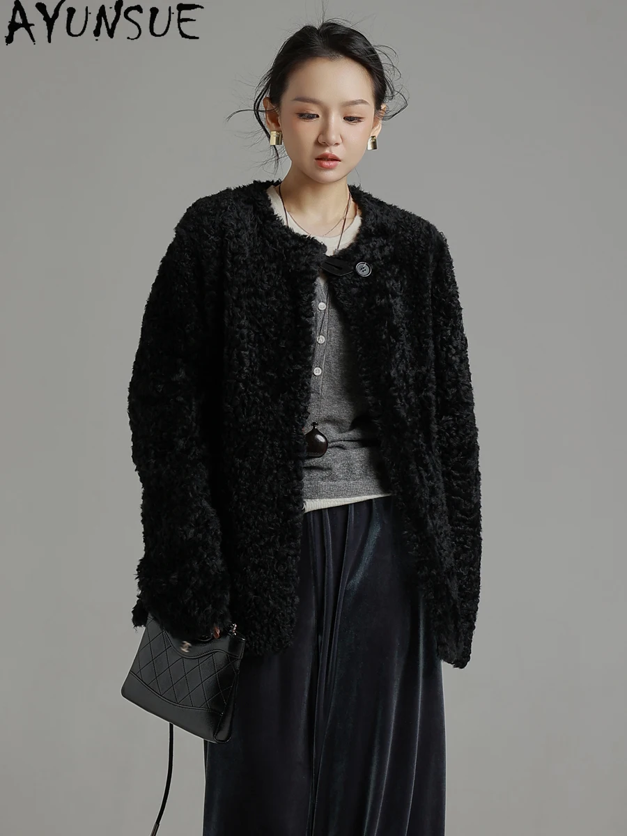 AYUNSUE Natuurlijke Schapenvacht Bontjas Vrouwen Echt Echt Leren Jas Winterjassen 2025, Luxe Kleding Vrouwelijke omegaба Ж Espero