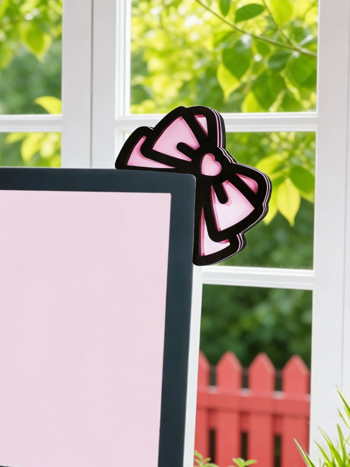 Niedliche Computer-Monitor-Dekoration, rosa Schleife, Katzenohrform, Ornamente, Kawaii-Desktop-Dekoration für PC, Laptop, Zimmer, Schreibtisch, Dekoration, Mädchen-Geschenk – Detail 4