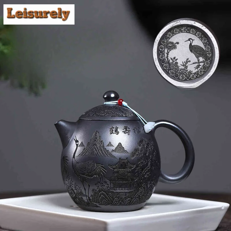 

520ml Ancient Yixing Purple Clay Teapots Handmade Dragon Egg Pot Raw Ore Stone Yellow Mud Tea Making Kettle Zisha Tea Set Gift