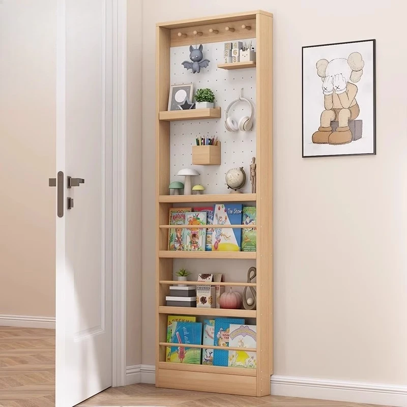 

hole board ultra-thin shelf, storage behind the door, narrow cabinet, wall hanging against the wall, bookshelf, bedroom