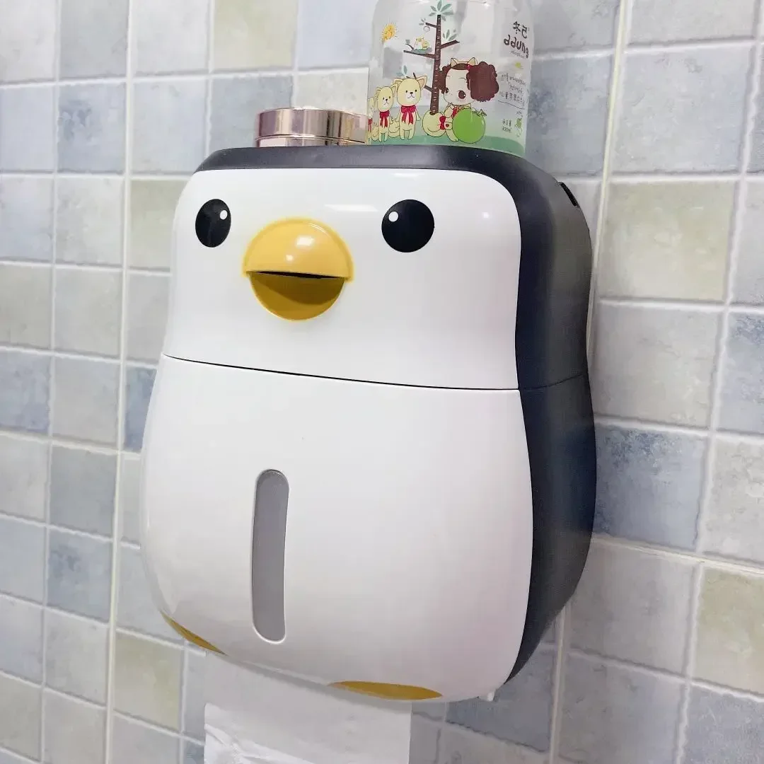 Creative Penguin Toilet Paper Rack Storage Rack Non Perforated Waterproof Roll Paper Drawn Paper Box Bathroom Accessories