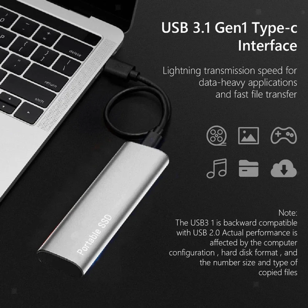 New 1TB Portable SSD  USB 3.1 High-speed External Hard Disk  500GB Mobile Solid State Drive Type-C for Notebook Laptop Mac