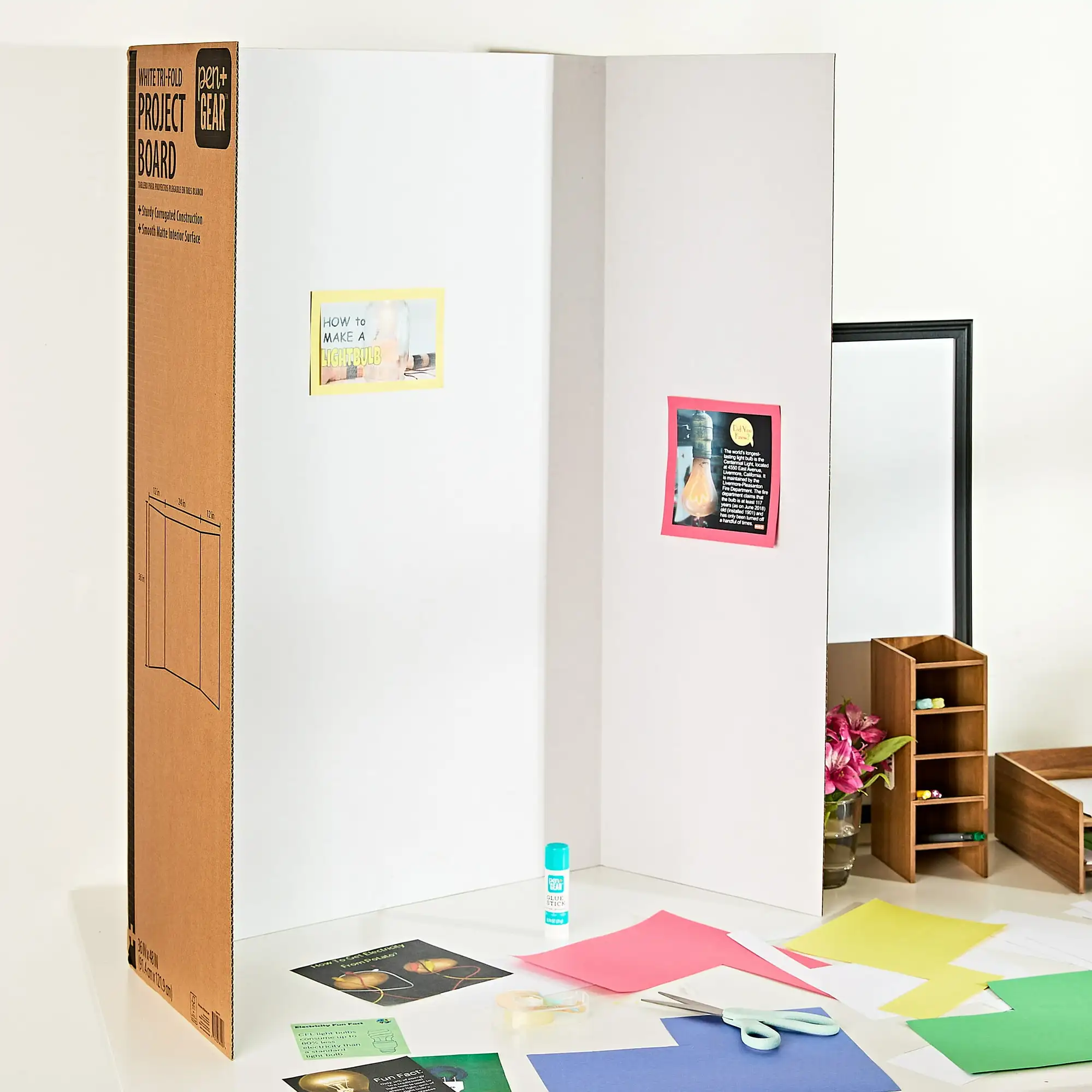 

Pen+Gear White Tri-Fold Corrugated Project Board, 36" x 48"