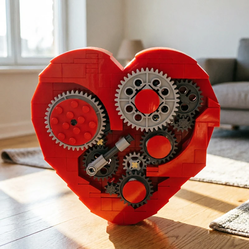 Red Heart Mechanical Model with Visible Gears – DIY Assembly Art Piece for Valentine’s Day, Anniversary or Desk Display