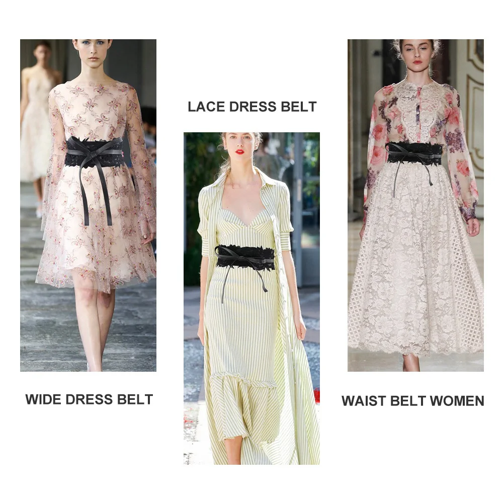 حزام خصر من الدانتيل للنساء، حزام فستان عريض، تصميم أنيق برباط، إكسسوار أنيق مناسب للحفلات والولائم والعطلات