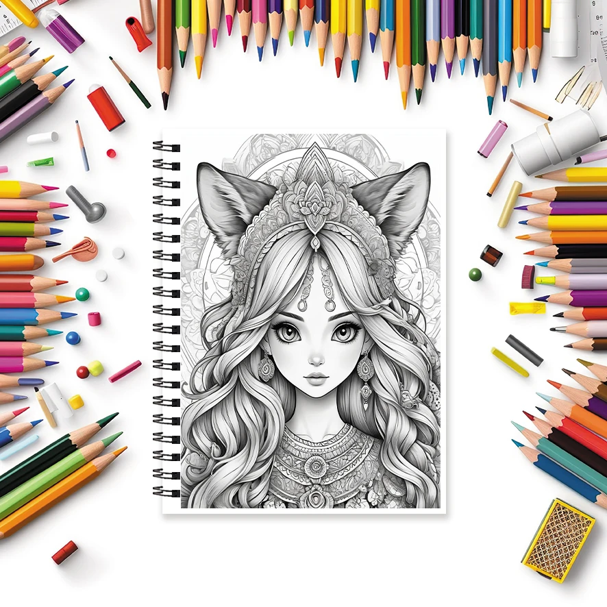 Animal Lady Adult Coloring Book - 8.3x 11.2 Inch 32 Page Coloring Book - Helps Reduce Stress and Ease Emotions