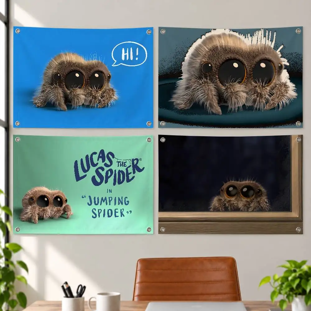 Cute Lucas the Spider Aesthetic Wall Tapestry Flag Printed Wall Hanging Living Room Party Outdoor Decor