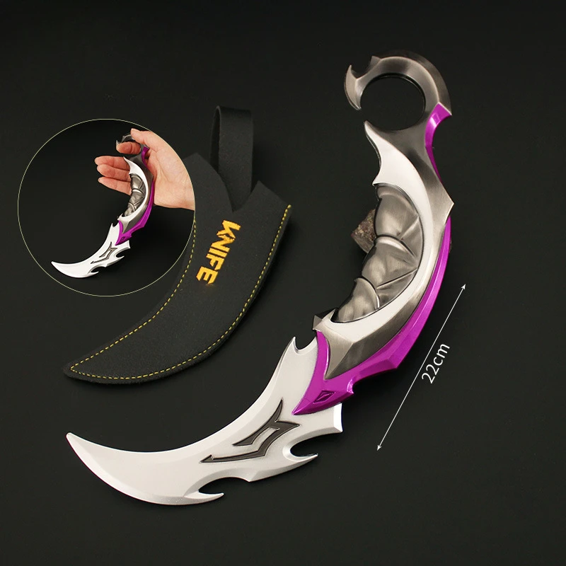 Valorant Champions 2021/ Prime 2.0 Reaver Karambit, Jeu Périphérique, Full Metal, Arme Artisanale, Modèle, Couteaux à Griffes, Jouet pour Garçon, 16cm, 22cm