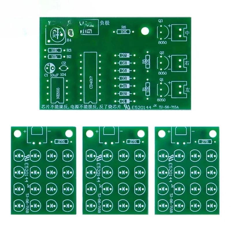 10Set CD4017 NE555 RGB-Blitzlicht-Set – DIY rot-weiß-blaue LED-Blinkwarnleuchte mit Leiterplatte für Auto/Fahrrad/Sicherheit – Detail 8