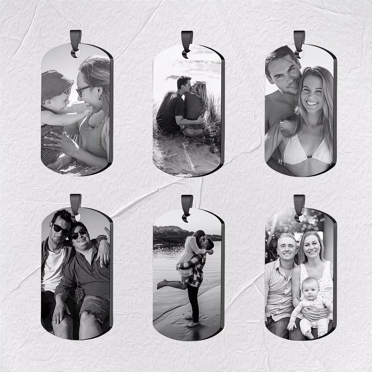 Collar Personalizado con Grabado de Amor: Colgante de Imagen de Pareja de Doble Cara, Grabado de Foto y Texto Personalizado, Cadena Tipo Placa Militar