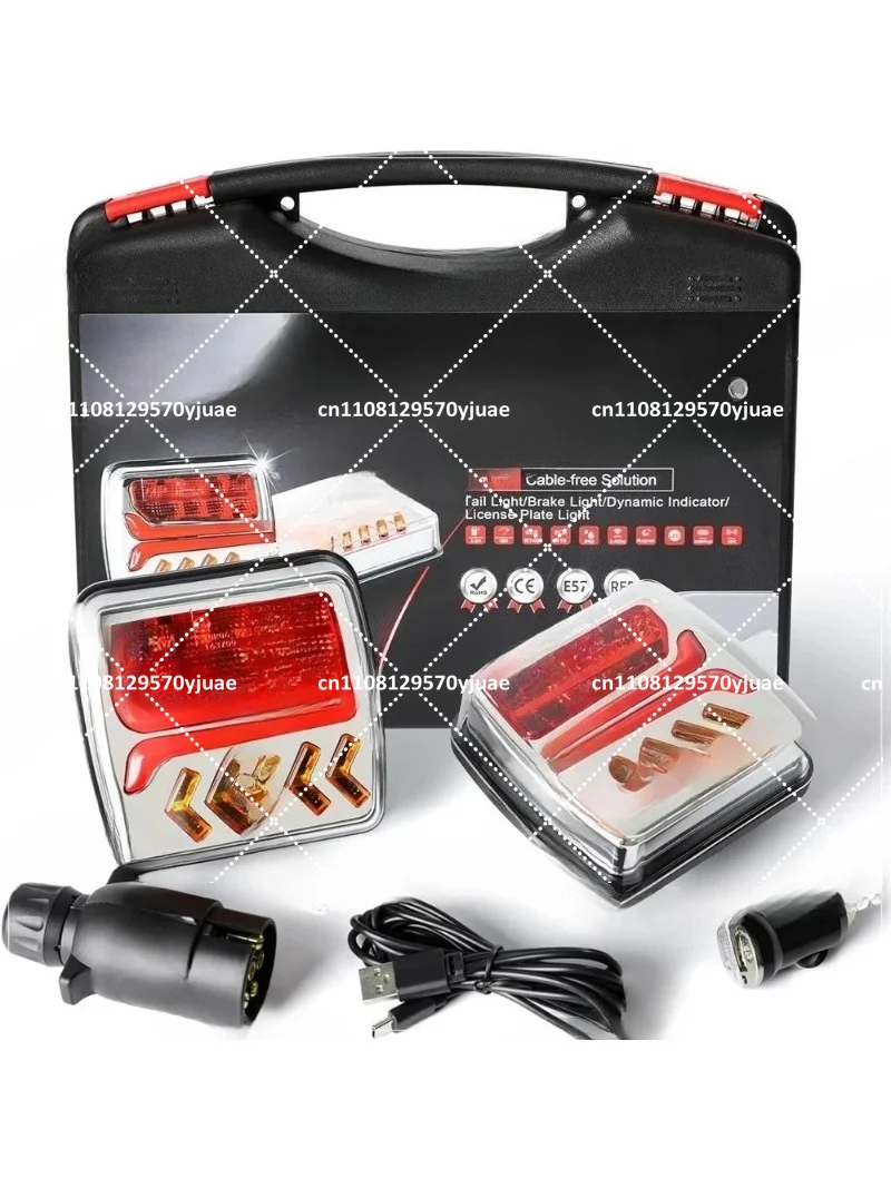12V 24V 30M Wireless Magnetic LED Trailer Tail Light, Rear Brake Signal Warning Light for RV Camper Truck