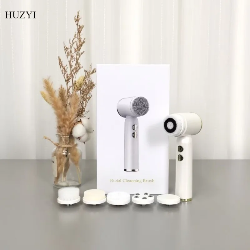 เครื่องทำความสะอาดผิวหน้าไฟฟ้า 6-in-1 พร้อมหัวแปรง 6 หัวและความเร็วการหมุน 3 ระดับสำหรับการทำความสะอาด เหมาะเป็นของขวัญที่สมบูรณ์แบบสำหรับผู้ชายและผู้หญิง