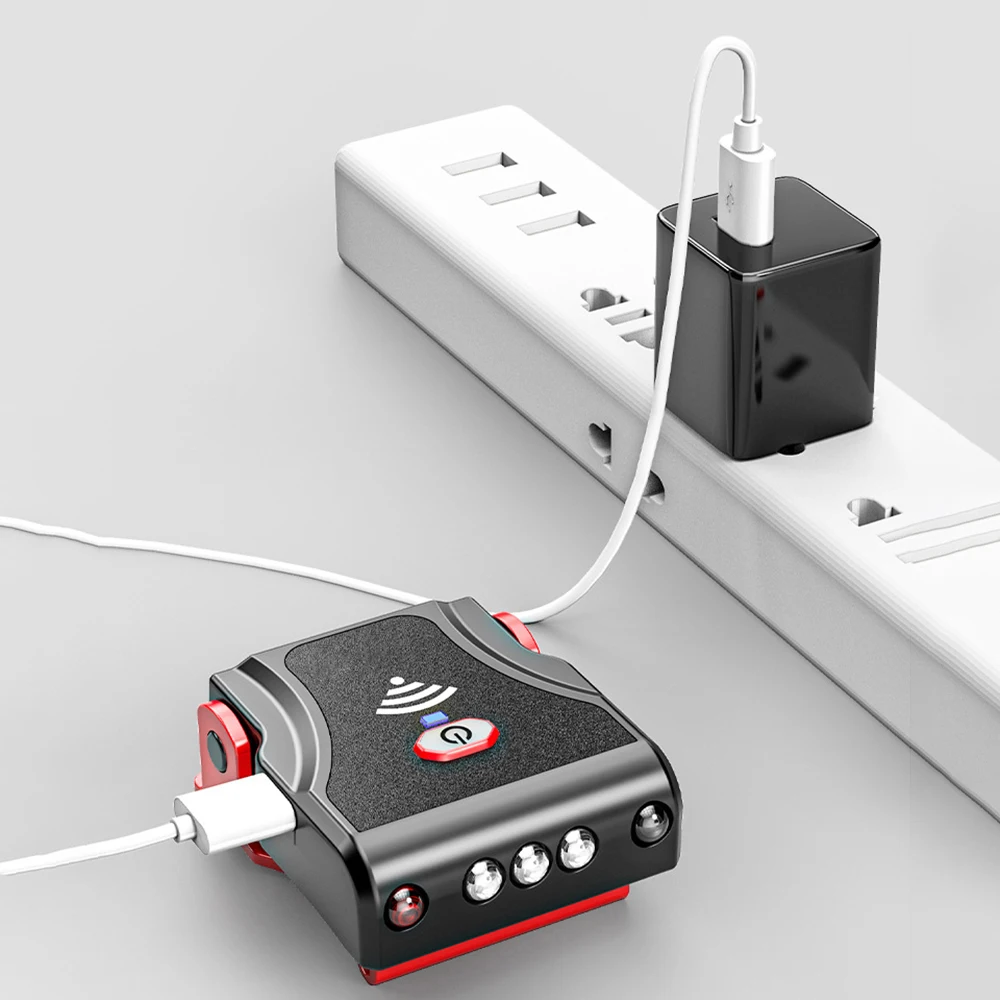 Lampe frontale à LED avec capteur, 4 Modes d'éclairage, Rechargeable par USB, lumière à induction