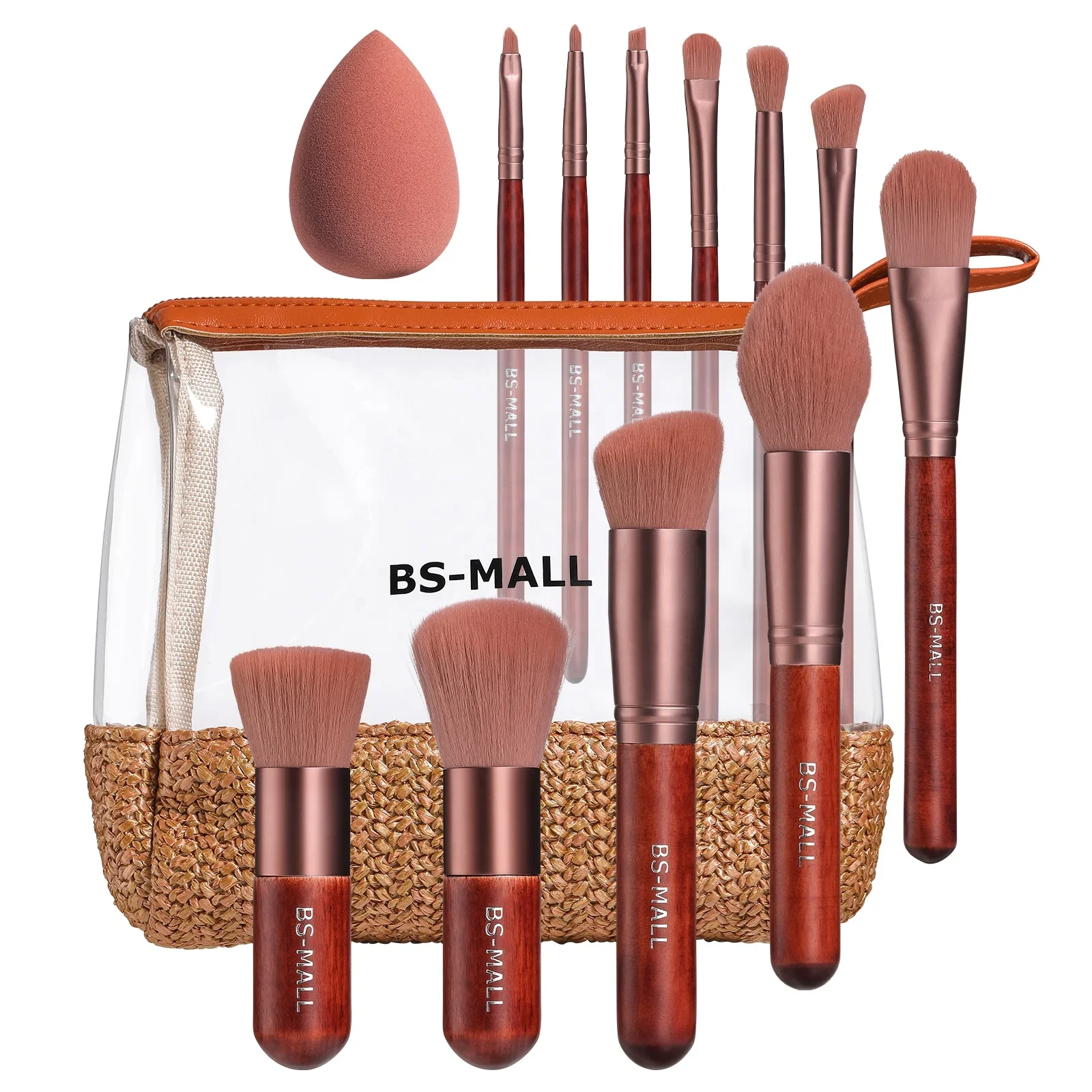 #   Vendas quentes BS-MALL conjunto de ferramentas de maquiagem facial macio beleza esponja liquidificador pvc saco de maquiagem de madeira vermelha 11 pçs conjunto de pincéis de maquiagem kabuki