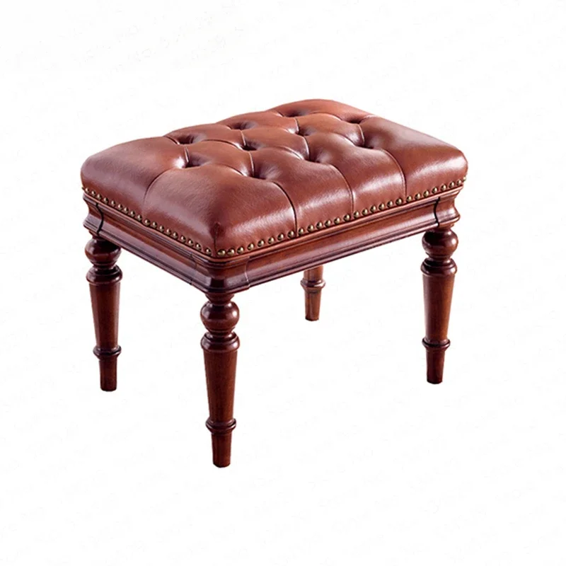 Banqueta americana para quarto, madeira maciça, mesa de luxo acessível, banco de couro, Guzheng